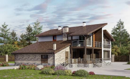 240-004-П Проект двухэтажного дома мансардный этаж и гаражом, красивый загородный дом из бризолита Канск | Проекты домов от House Expert