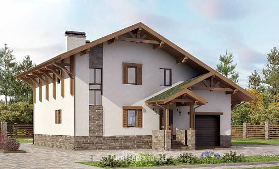 190-007-П Проект двухэтажного дома мансардой, гараж, средний коттедж из кирпича Енисейск | Проекты домов от House Expert