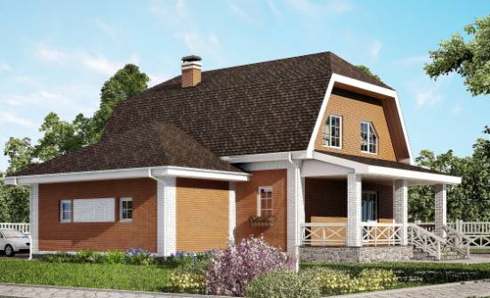 160-006-П Проект двухэтажного дома с мансардным этажом, гараж, классический домик из бризолита Ачинск | Проекты домов от House Expert