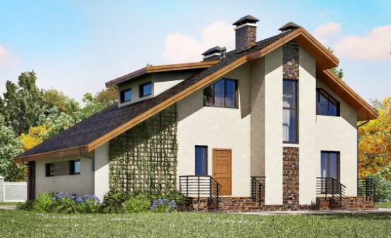180-008-П Проект двухэтажного дома с мансардой, гараж, простой загородный дом из поризованных блоков Железногорск | Проекты домов от House Expert