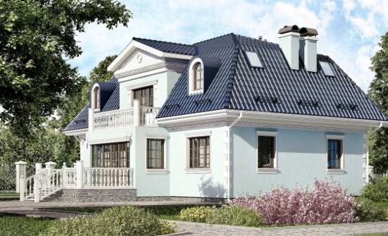 210-004-Л Проект двухэтажного дома с мансардным этажом, простой загородный дом из газобетона Красноярск | Проекты домов от House Expert