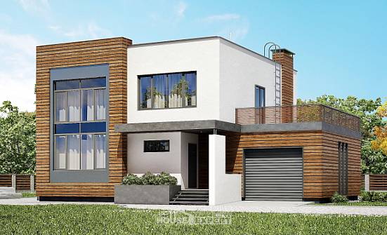 220-003-П Проект двухэтажного дома и гаражом, красивый домик из газосиликатных блоков Шарыпово | Проекты домов от House Expert