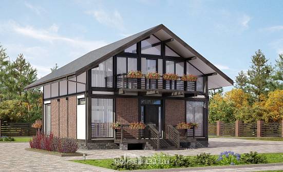 170-007-П Проект двухэтажного дома мансардой, классический загородный дом из дерева Красноярск | Проекты домов от House Expert