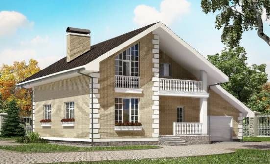 190-005-П Проект двухэтажного дома мансардный этаж, гараж, просторный коттедж из бризолита Енисейск | Проекты домов от House Expert