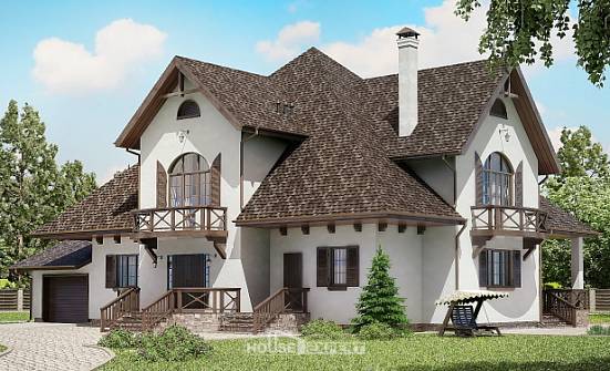 350-001-Л Проект двухэтажного дома мансардный этаж и гаражом, красивый домик из пеноблока Назарово | Проекты домов от House Expert
