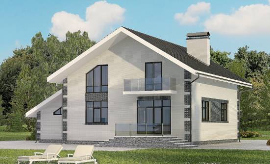 180-001-П Проект двухэтажного дома мансардный этаж и гаражом, бюджетный домик из пеноблока Минусинск | Проекты домов от House Expert