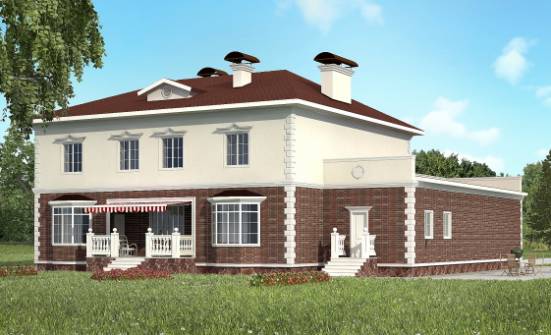 380-001-Л Проект двухэтажного дома и гаражом, уютный загородный дом из кирпича Ачинск | Проекты домов от House Expert
