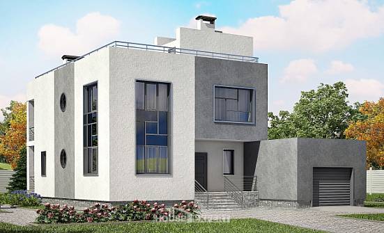 255-001-П Проект двухэтажного дома и гаражом, огромный домик из поризованных блоков Дудинка | Проекты домов от House Expert