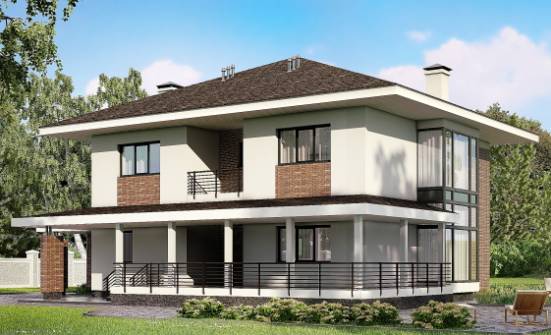 275-002-П Проект двухэтажного дома и гаражом, красивый коттедж из кирпича Заозерный | Проекты домов от House Expert