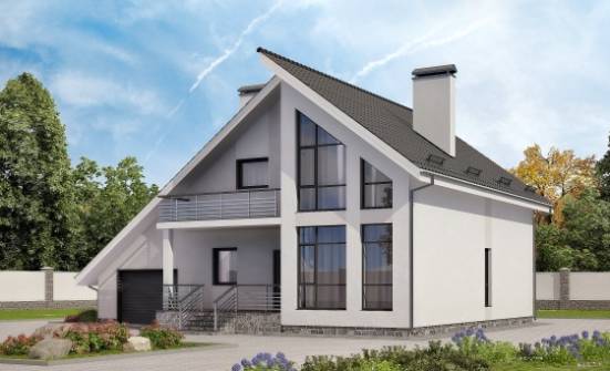 200-007-Л Проект двухэтажного дома мансардой и гаражом, просторный дом из арболита Енисейск | Проекты домов от House Expert