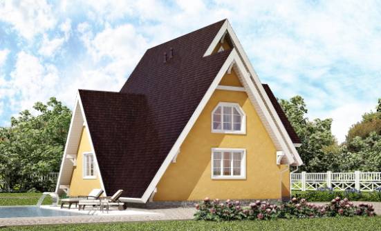 155-008-П Проект двухэтажного дома с мансардой, современный загородный дом из бревен Сосновоборск | Проекты домов от House Expert
