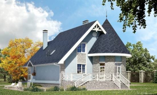 170-003-П Проект двухэтажного дома мансардный этаж, доступный домик из арболита Железногорск | Проекты домов от House Expert
