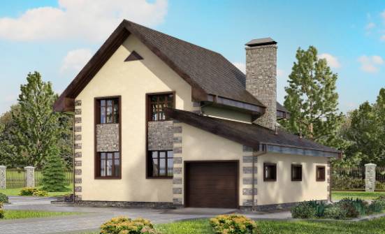 160-004-П Проект двухэтажного дома и гаражом, бюджетный коттедж из керамзитобетонных блоков Зеленогорск | Проекты домов от House Expert