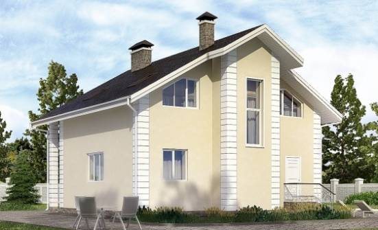 150-002-Л Проект двухэтажного дома с мансардным этажом и гаражом, небольшой домик из бризолита Дудинка | Проекты домов от House Expert