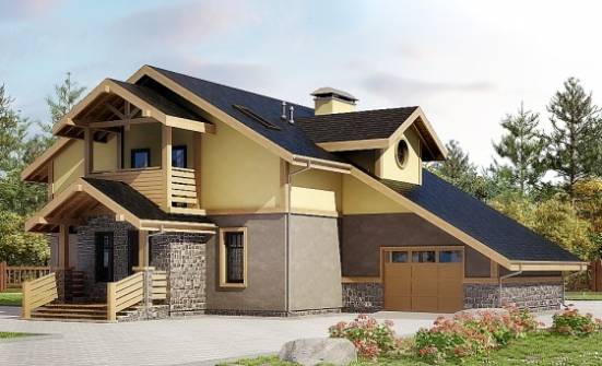 180-011-П Проект двухэтажного дома мансардой, гараж, современный домик из блока Сосновоборск | Проекты домов от House Expert