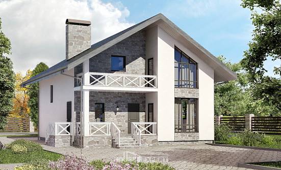 155-001-Л Проект двухэтажного дома с мансардным этажом, гараж, простой домик из бризолита Заозерный | Проекты домов от House Expert