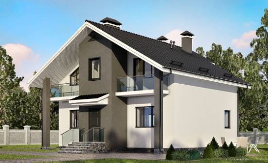 150-005-Л Проект двухэтажного дома мансардный этаж, бюджетный домик из арболита Норильск | Проекты домов от House Expert