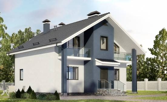 150-005-П Проект двухэтажного дома с мансардой, доступный загородный дом из газобетона Дудинка | Проекты домов от House Expert