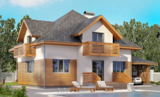155-004-П Проект двухэтажного дома с мансардным этажом, гараж, компактный дом из бризолита Норильск | Проекты домов от House Expert
