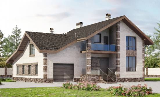 245-005-П Проект двухэтажного дома мансардой и гаражом, простой домик из блока Иланский | Проекты домов от House Expert