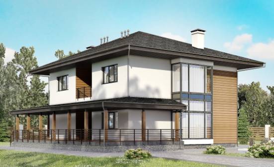 245-001-П Проект двухэтажного дома, современный загородный дом из блока Заозерный | Проекты домов от House Expert