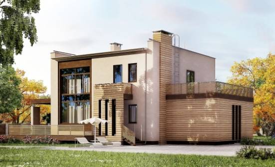 220-003-Л Проект двухэтажного дома и гаражом, красивый домик из теплоблока Красноярск | Проекты домов от House Expert
