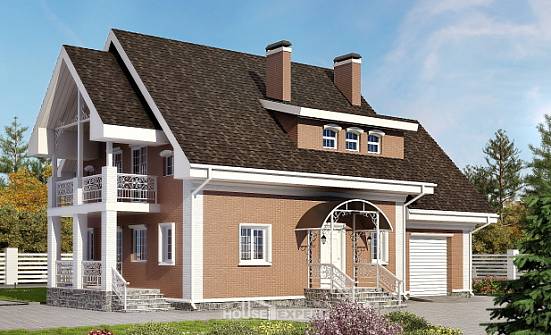 185-003-П Проект двухэтажного дома с мансардой и гаражом, классический дом из керамзитобетонных блоков Канск | Проекты домов от House Expert