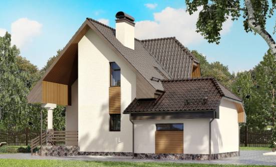 150-001-Л Проект двухэтажного дома мансардный этаж и гаражом, простой загородный дом из арболита Енисейск | Проекты домов от House Expert
