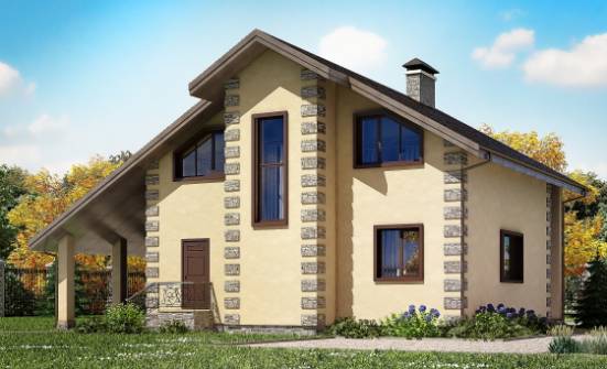 150-003-П Проект двухэтажного дома с мансардным этажом, гараж, уютный дом из твинблока Ачинск | Проекты домов от House Expert