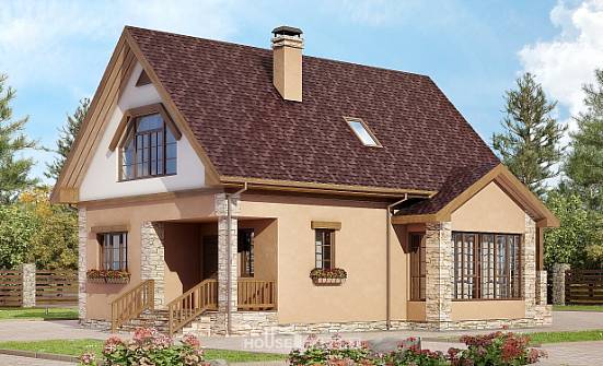 140-002-П Проект двухэтажного дома мансардой, современный загородный дом из поризованных блоков Норильск | Проекты домов от House Expert
