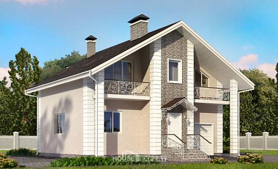 150-002-П Проект двухэтажного дома с мансардой и гаражом, классический домик из твинблока Железногорск | Проекты домов от House Expert