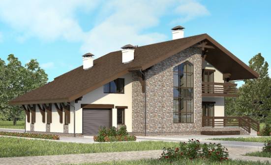 280-001-П Проект двухэтажного дома с мансардой и гаражом, классический коттедж из кирпича Назарово | Проекты домов от House Expert