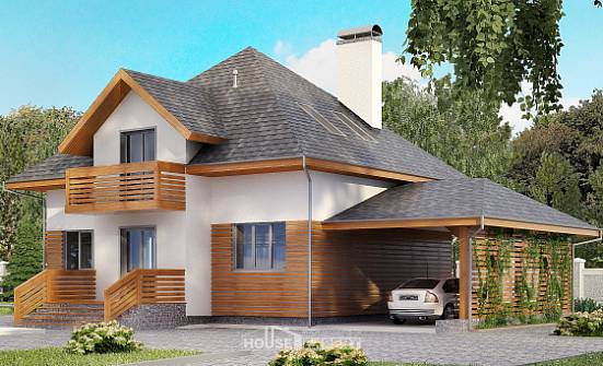 155-004-П Проект двухэтажного дома с мансардным этажом, гараж, компактный дом из бризолита Норильск | Проекты домов от House Expert