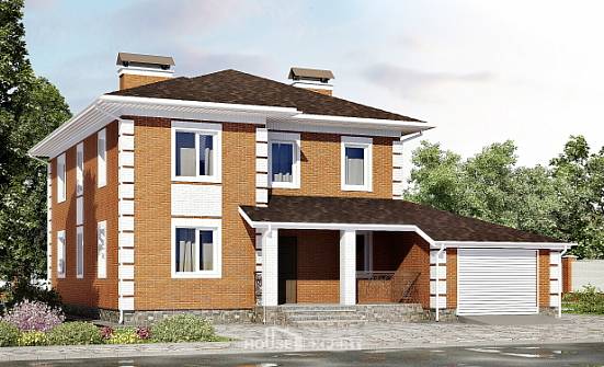 220-004-Л Проект двухэтажного дома и гаражом, современный дом из кирпича Минусинск | Проекты домов от House Expert