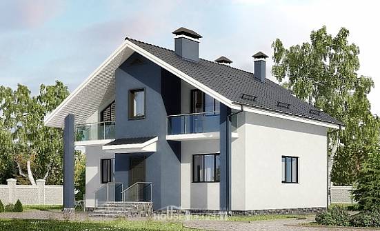 150-005-П Проект двухэтажного дома с мансардой, доступный загородный дом из газобетона Дудинка | Проекты домов от House Expert