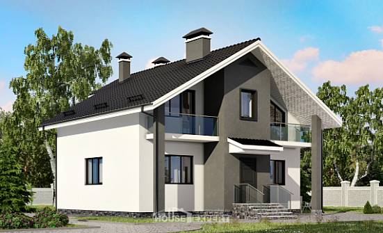 150-005-Л Проект двухэтажного дома мансардный этаж, бюджетный домик из арболита Норильск | Проекты домов от House Expert