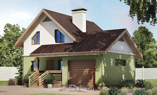 120-002-П Проект двухэтажного дома мансардой и гаражом, уютный домик из теплоблока Назарово | Проекты домов от House Expert