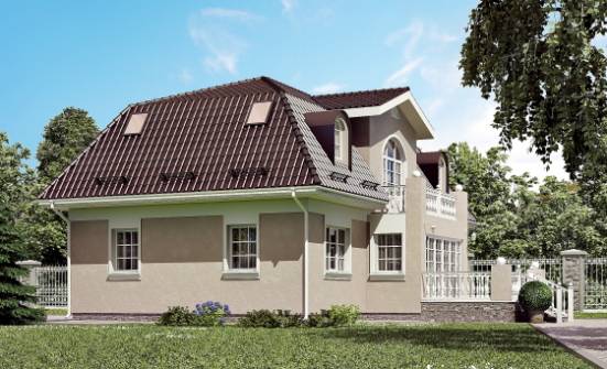 210-001-Л Проект двухэтажного дома с мансардой, современный домик из газосиликатных блоков Шарыпово | Проекты домов от House Expert