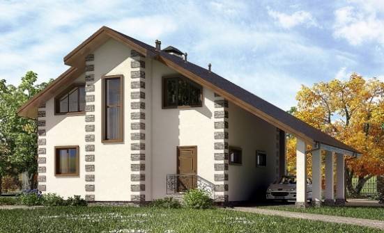 150-003-Л Проект двухэтажного дома мансардой, гараж, бюджетный дом из дерева Минусинск | Проекты домов от House Expert