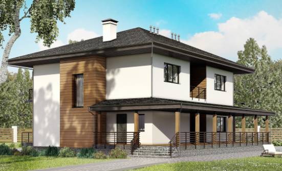 245-001-П Проект двухэтажного дома, современный загородный дом из блока Заозерный | Проекты домов от House Expert