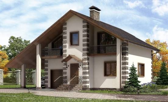 150-003-Л Проект двухэтажного дома мансардой, гараж, бюджетный дом из дерева Минусинск | Проекты домов от House Expert