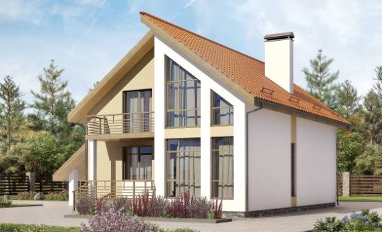170-009-П Проект двухэтажного дома с мансардным этажом и гаражом, простой коттедж из твинблока Минусинск | Проекты домов от House Expert