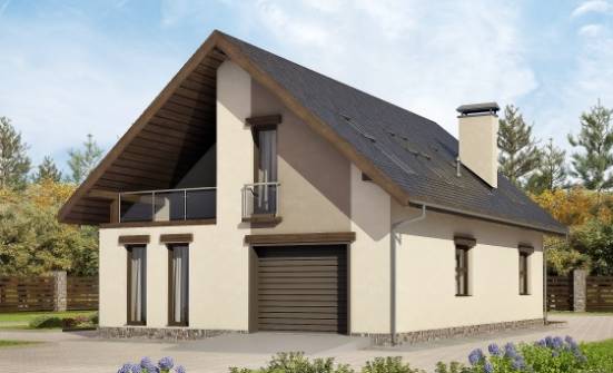 185-005-Л Проект двухэтажного дома с мансардой и гаражом, красивый коттедж из теплоблока Назарово | Проекты домов от House Expert