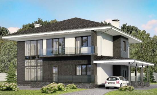 245-002-П Проект двухэтажного дома и гаражом, уютный коттедж из твинблока Канск | Проекты домов от House Expert