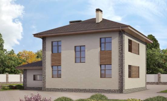 185-004-П Проект двухэтажного дома, гараж, просторный дом из газобетона Канск | Проекты домов от House Expert