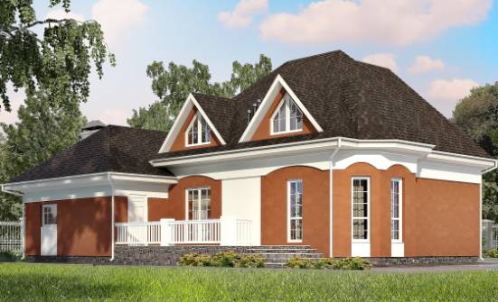 180-007-П Проект двухэтажного дома с мансардой и гаражом, доступный домик из газобетона Ачинск | Проекты домов от House Expert
