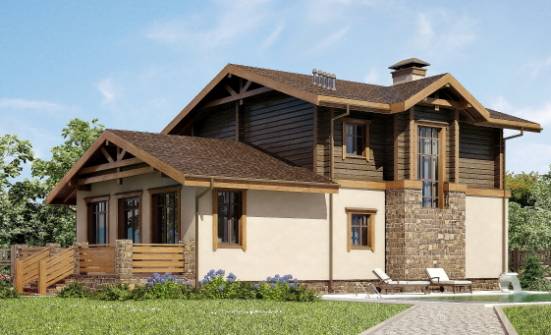 170-004-П Проект двухэтажного дома с мансардой и гаражом, экономичный домик из поризованных блоков из дерева Норильск | Проекты домов от House Expert