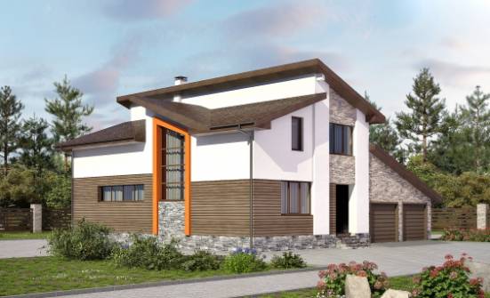 240-004-П Проект двухэтажного дома мансардный этаж и гаражом, красивый загородный дом из бризолита Канск | Проекты домов от House Expert