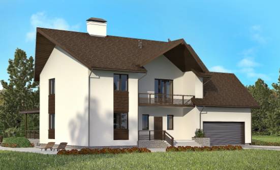 300-002-П Проект двухэтажного дома мансардный этаж, гараж, просторный домик из пеноблока Заозерный | Проекты домов от House Expert
