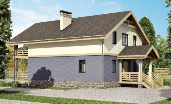 160-010-П Проект двухэтажного дома с мансардой, недорогой коттедж из теплоблока Дудинка | Проекты домов от House Expert